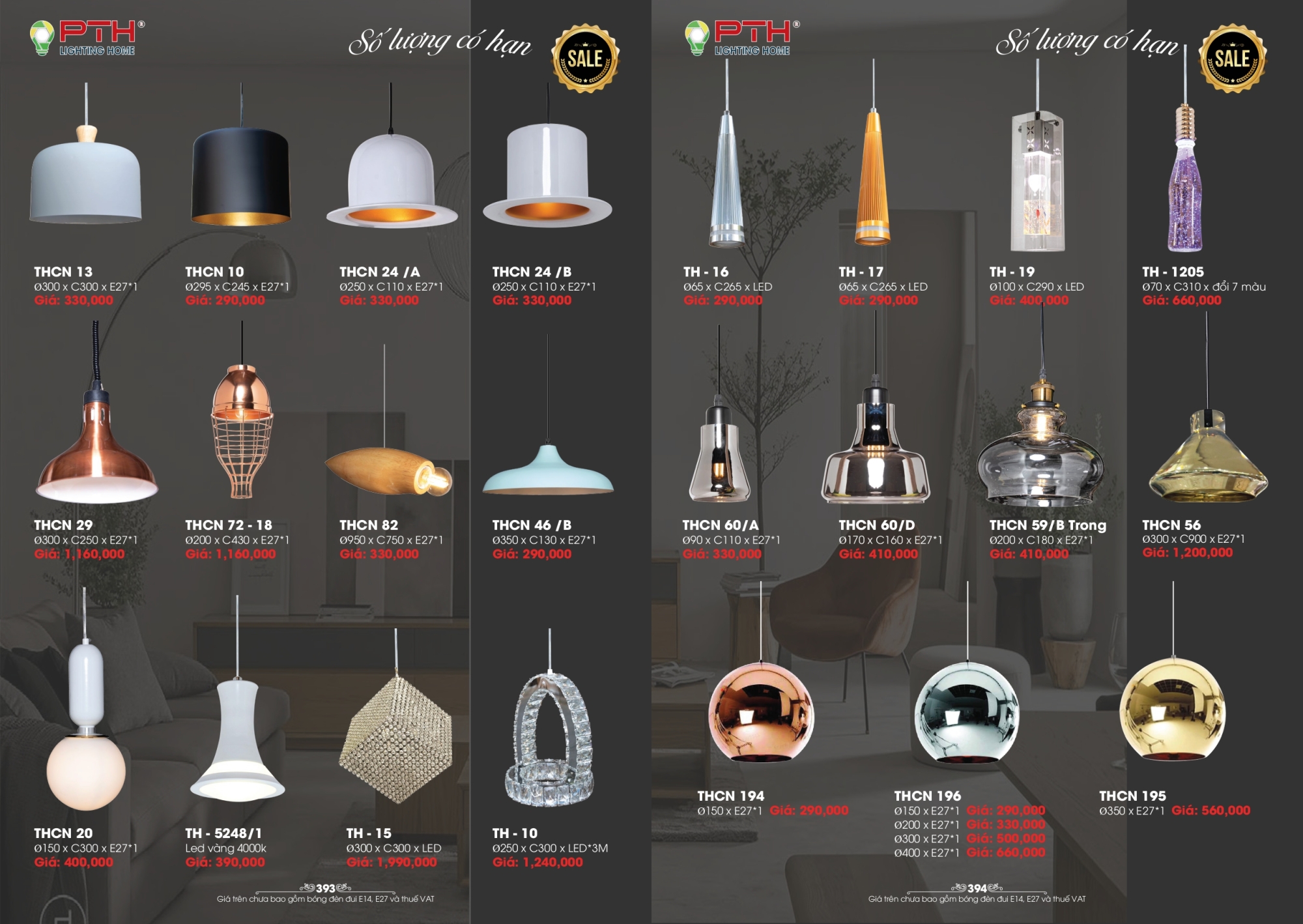 Bảng giá đèn trang trí PTH Lighting Home 2026